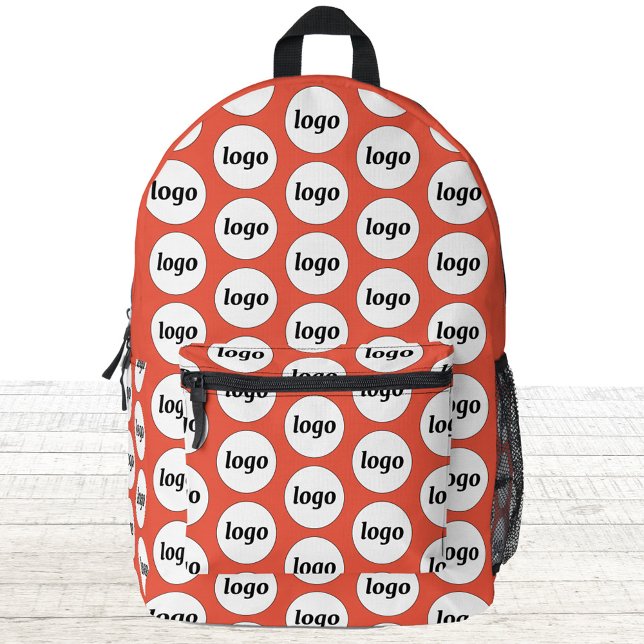 Sac À Dos Imprimé Logo Motif Promotion Entreprise Orange (Logo pattern business branding promotional backpack)