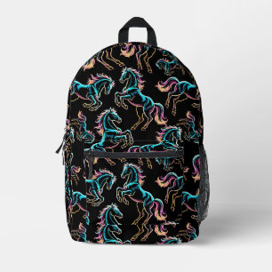 Sac À Dos Imprimé Lumière Néon Cheval Style Rétro Défectueux
