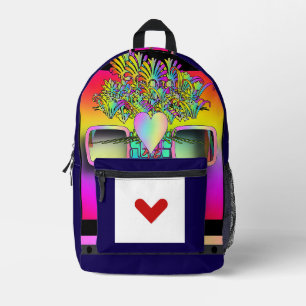 Sac À Dos Imprimé Lunettes d'yeux Visage des fleurs de coeur