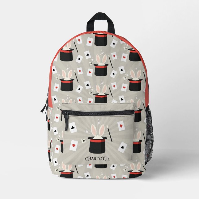 Sac À Dos Imprimé Magicien Magicien Enfants Nom personnalisé École (Recto)