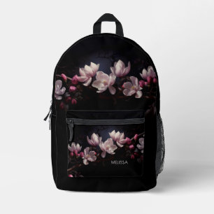 Sac À Dos Imprimé Magnolia 3D Fond Noir