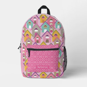 Sac À Dos Imprimé Maisons rose