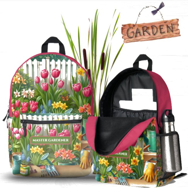 Sac À Dos Imprimé Maître jardinier Fleur rose Jardin Floral (Master Gardener / Floral Organizer Backpack)