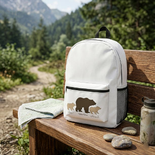 Sac À Dos Imprimé Maman Ourse Personnalisée Avec 2 Noms d'Enfants Ca