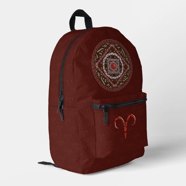 Sac À Dos Imprimé Mandala du Bélier (Coin arrière gauche)