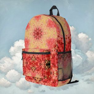 Sac À Dos Imprimé Mandala numérique jaune, rose et rouge