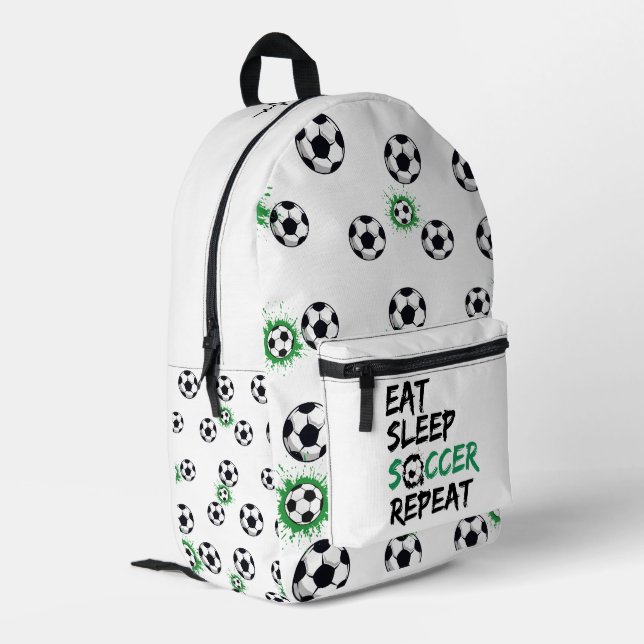 SAC À DOS IMPRIMÉ MANGER LE SOCCER DORMIR RÉPÉTER (Coin arrière gauche)