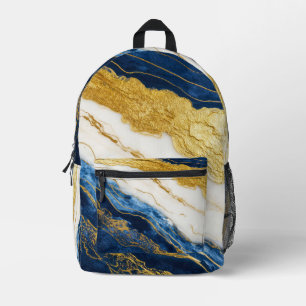 Sac À Dos Imprimé Marbre bleu marine de luxe et feuille d'or