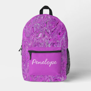 Sac À Dos Imprimé Marbre liquide tourbillon rose violet nom personna