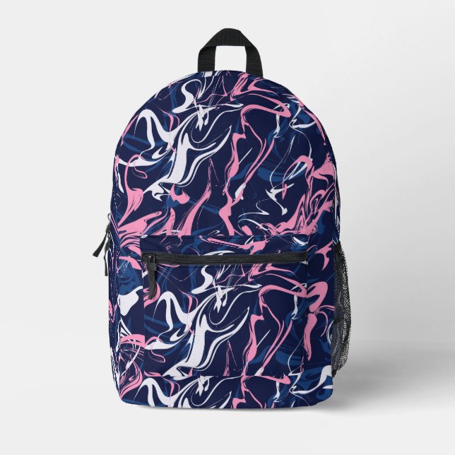 Sac À Dos Imprimé Marbre urbain en rose et bleu (Recto)