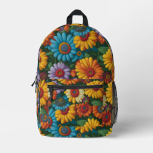 Sac À Dos Imprimé Marguerites colorées de style les années 70 rétro