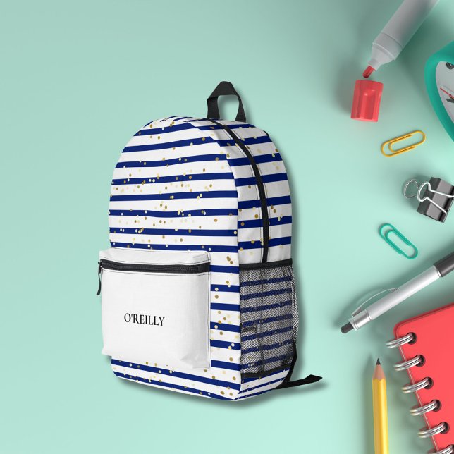 Sac À Dos Imprimé Marine Bleu et Blanc Marines Stimulés Monogramme m (Créateur téléchargé)