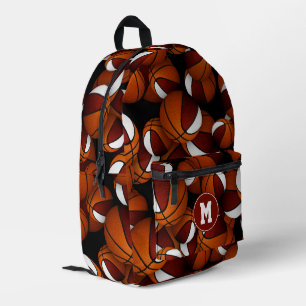 Sac À Dos Imprimé Maroon d'athlète monogramme boules de basket blanc