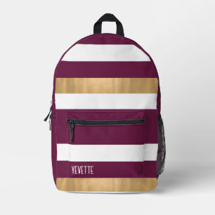 Sac À Dos Imprimé Maroon moderne blanc et or gras rayé