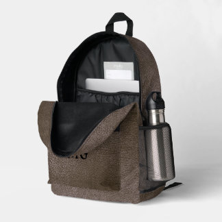 Sac À Dos Imprimé Marron Texturé Faux Cuir Monogramme