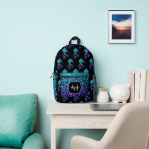 Sac À Dos Imprimé Mermaid aqua bleu ombre motif Monogramme