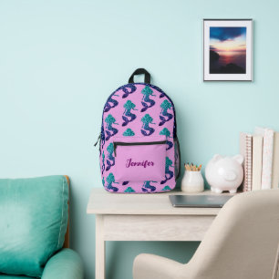 Sac À Dos Imprimé Mermaid aqua blue Sparkles nom personnalisé lavand