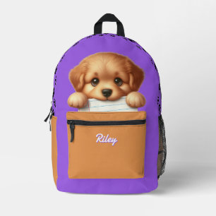 Sac À Dos Imprimé Mignon Chien Mangeur De Devoirs Violet Marron Enfa