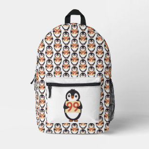 Sac À Dos Imprimé Mignon pingouin tenant un panneau avec le numéro 9