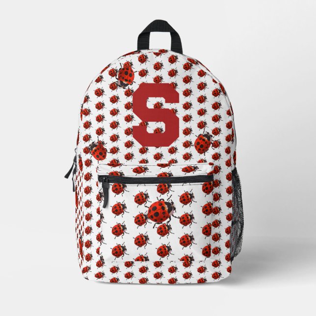 Sac À Dos Imprimé Mignonne Thème Coccinelle Monogrammée (Recto)