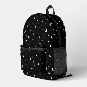 Sac À Dos Imprimé Mignonnes Lunes et Étoiles en noir et blanc