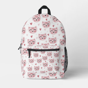 Sac À Dos Imprimé Mignons chatons roses et motif de cœurs pour enfan
