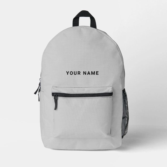 Sac À Dos Imprimé Minimal Gray Custom Name Backpack (Recto)