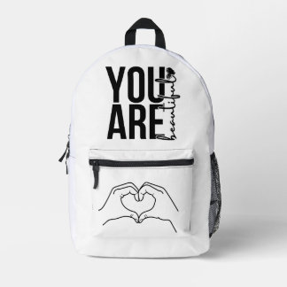 Sac À Dos Imprimé Minimalist “Beautiful” Typography Design – Black a