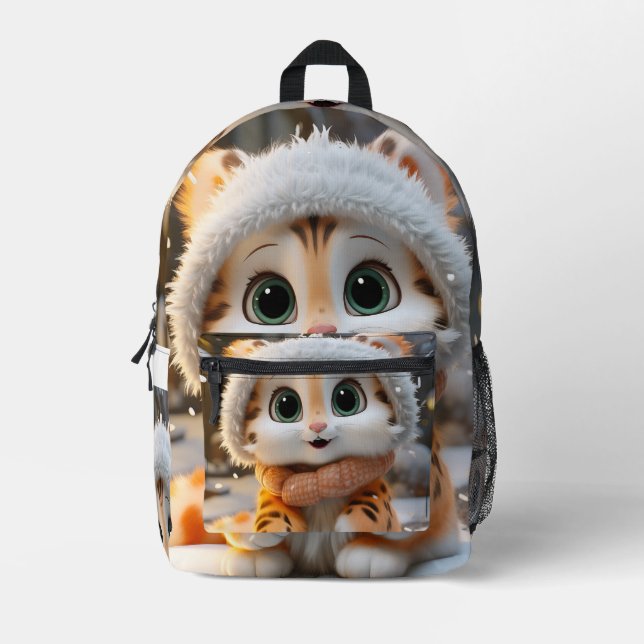 Sac À Dos Imprimé Misha - Un léopard des neiges moelleux (Recto)