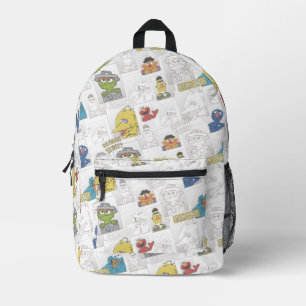 Sac À Dos Imprimé Modèle de bande dessinée vintage de Rue Sésame