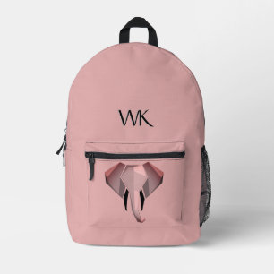 Sac À Dos Imprimé Modèle de tête d'éléphant monogrammé rose