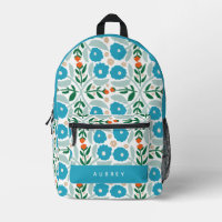 Modèle floral bleu rétro