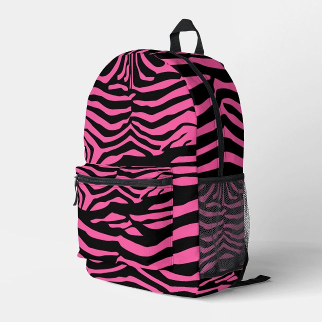 Sac À Dos Imprimé Modèle Zèbre rose et noir (Coin arrière droit)