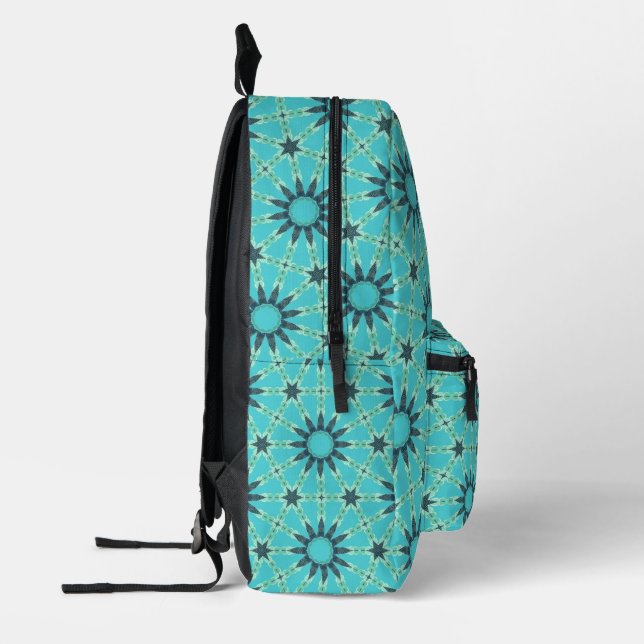 Sac À Dos Imprimé Modern Blue Geometric Burst Backpack (Gauche)