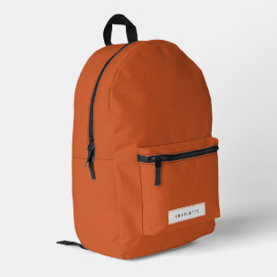 Sac À Dos Imprimé Moderne Burnt Orange Solide Couleur Nom Personnali