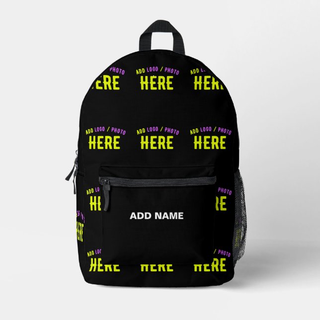 SAC À DOS IMPRIMÉ MODERNE ET MODERNE PERSONNALISABLE NOIR VÉRIFIÉ (Recto)