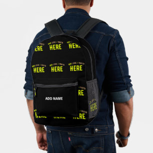 SAC À DOS IMPRIMÉ MODERNE ET MODERNE PERSONNALISABLE NOIR VÉRIFIÉ