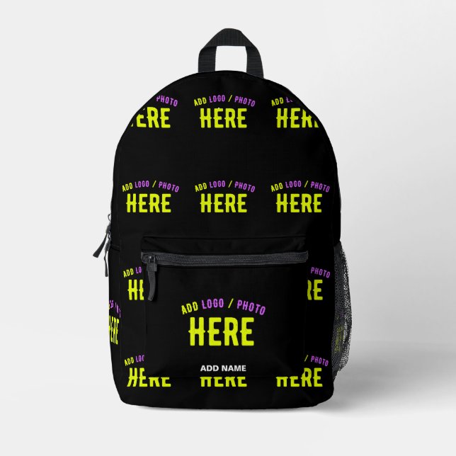 SAC À DOS IMPRIMÉ MODERNE ET MODERNE PERSONNALISABLE NOIR VÉRIFIÉ (Recto)