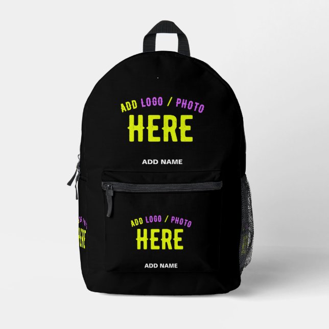 SAC À DOS IMPRIMÉ MODERNE ET MODERNE PERSONNALISABLE NOIR VÉRIFIÉ (Recto)