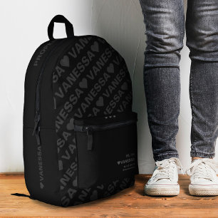 Sac À Dos Imprimé Moderne Féminin Adolescent Élégant Gris Foncé
