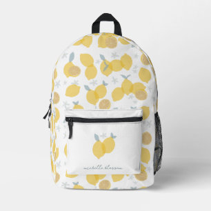 Sac À Dos Imprimé Moderne Pastel Citrus Lemons Motif Nom personnalis