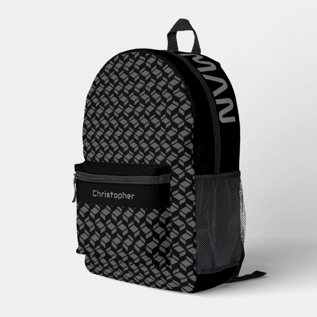 Sac À Dos Imprimé Moderne Répéter Motif gris noir (Coin arrière droit)