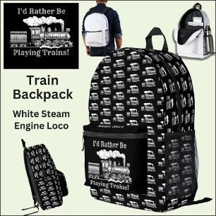 Sac À Dos Imprimé Modifier le texte Je préfère jouer Trains Railroad