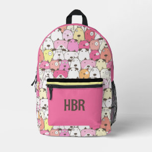 Sac à dos imprimé monde de chien rose