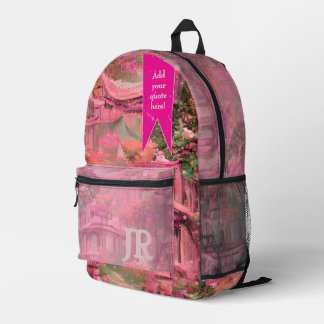 Sac À Dos Imprimé Monde de fantasy abstrait rose personnalisé
