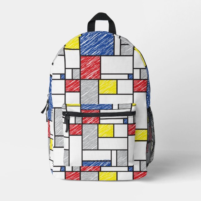 Sac À Dos Imprimé Mondrik Scribbles Minimaliste De Stijl Art Moderne (Recto)