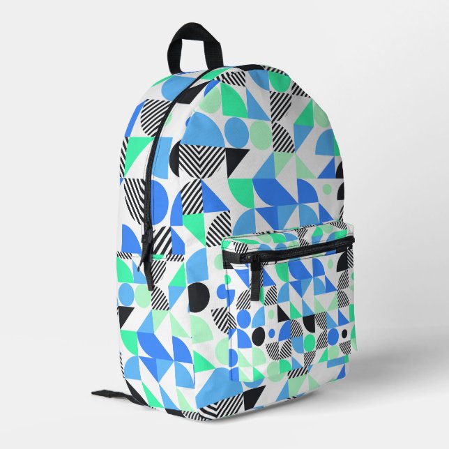 Sac À Dos Imprimé Monnaie bleue moderne géométrique (Coin arrière gauche)