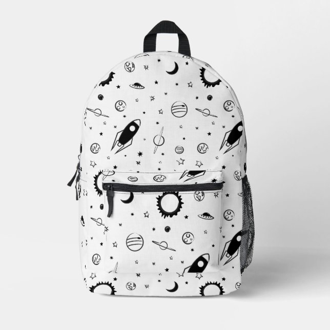 Sac À Dos Imprimé Monochromatique noir et blanc extérieur (Recto)