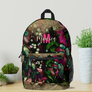 Sac À Dos Imprimé Monogramme Abstrait de la loterie d'or biologique
