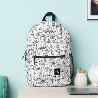 Sac À Dos Imprimé Monogramme Abstrait noir blanc